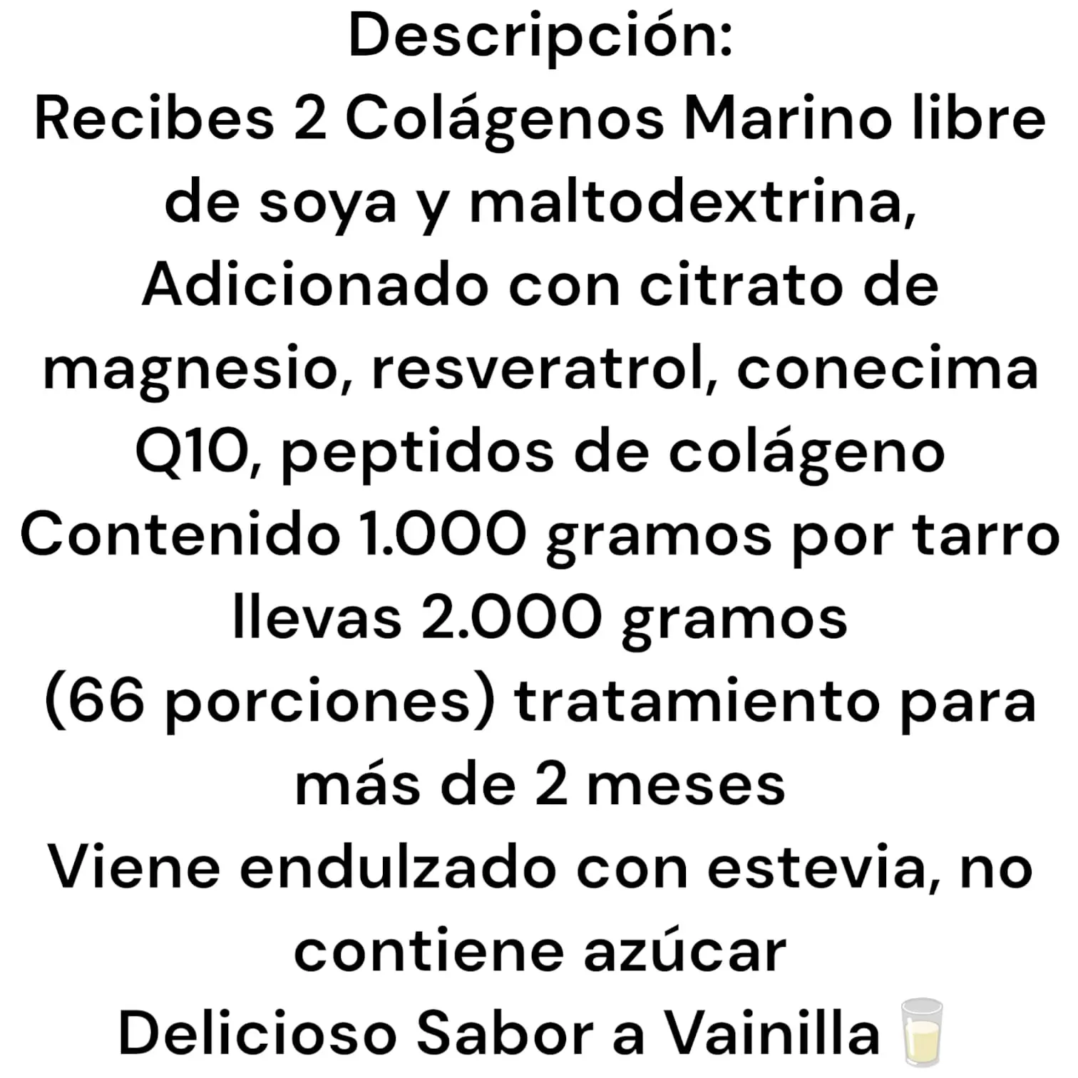 Colágeno Marino sin soya ni maltodextrina sabor a Vainilla