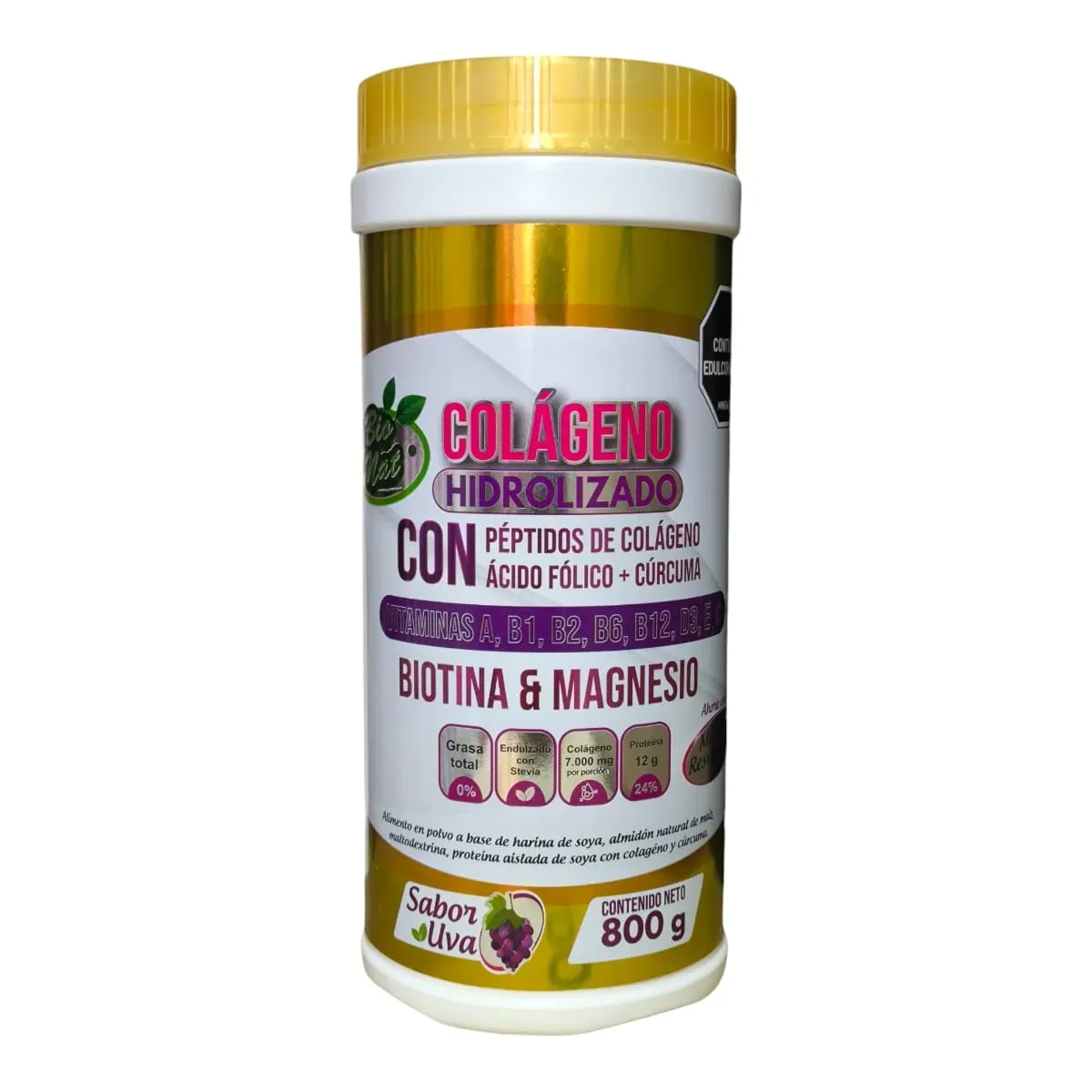 Un Colágeno Dorado Hidrolizado+Acido Fólico+Curcuma+Biotina+Magnesio