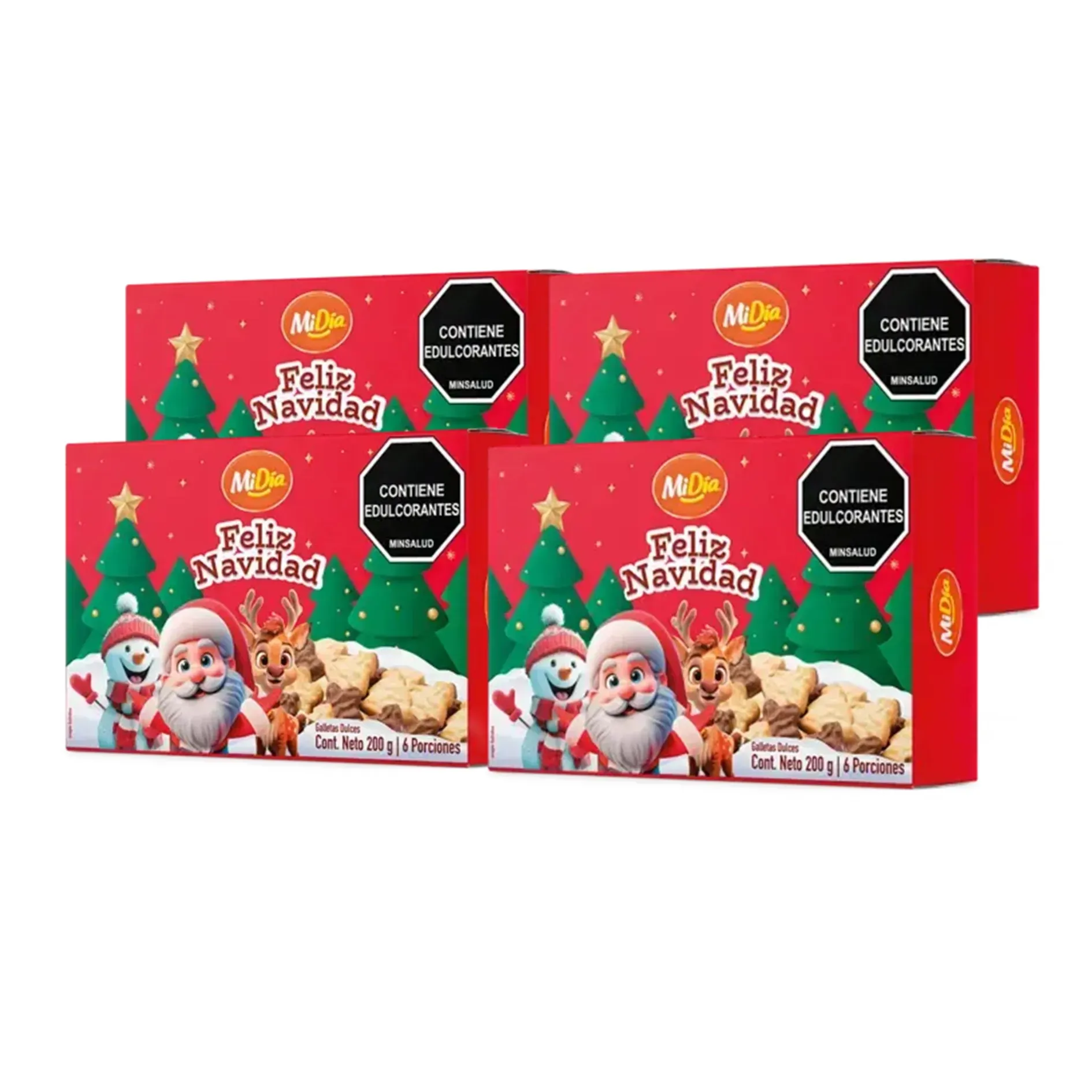 Galletas Dulce Feliz Navidad Mi Día 200g X 4 Uds