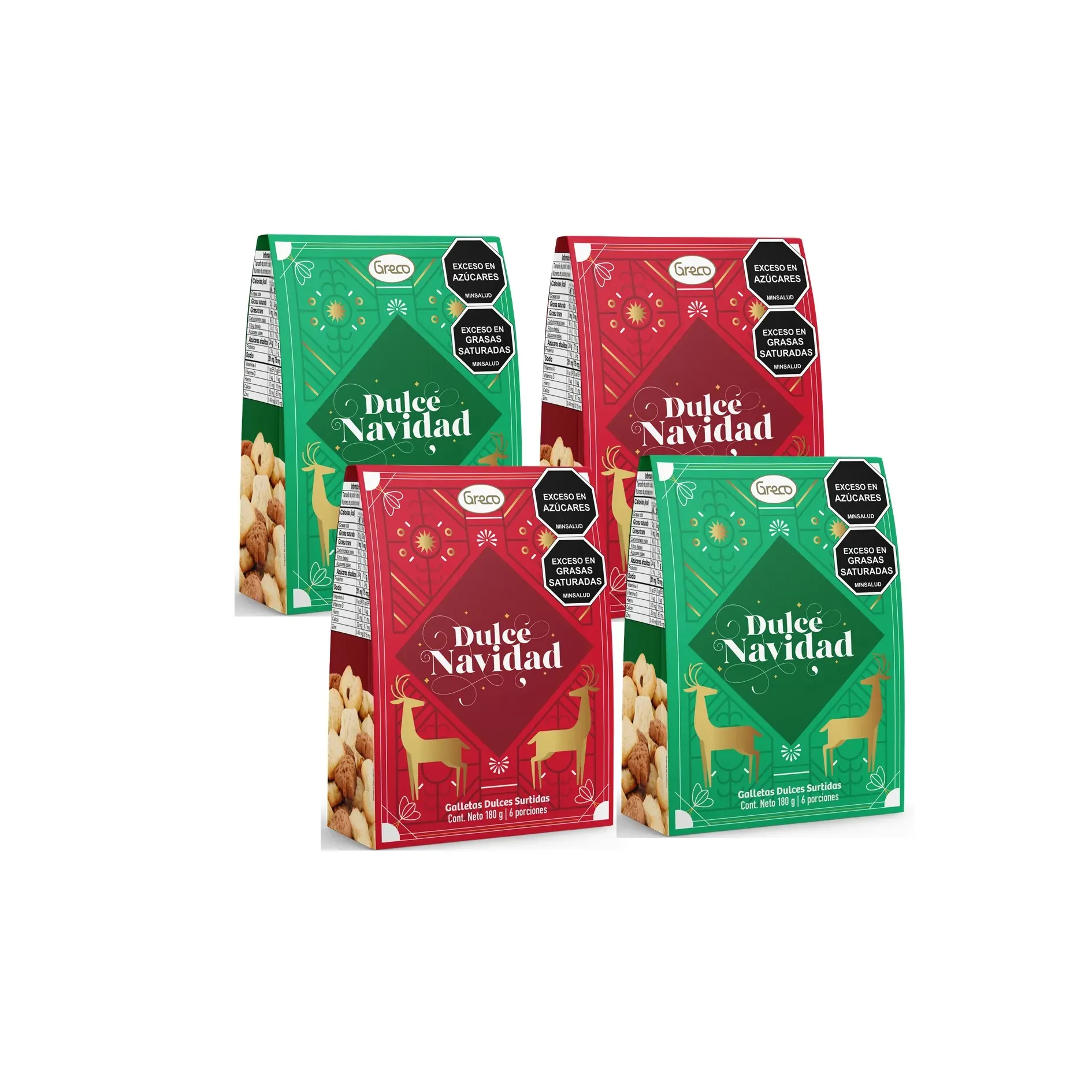 Galletas Navideñas Greco Estuche Dulce Navidad 180 G X 4 U