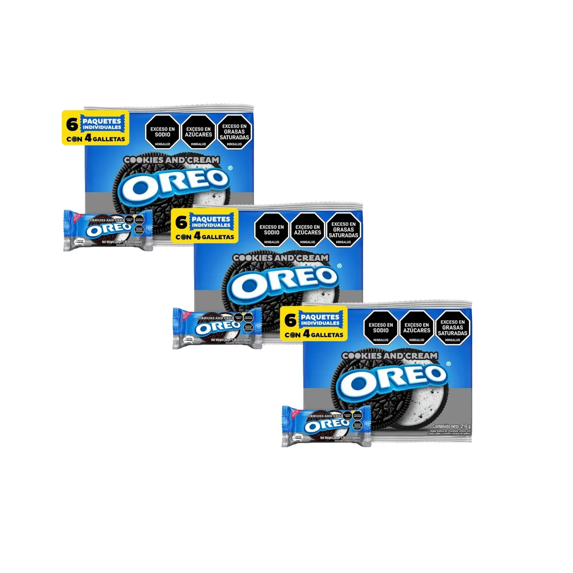 Galletas Oreo Cookies & Cream 3 Paq X6 Uds.