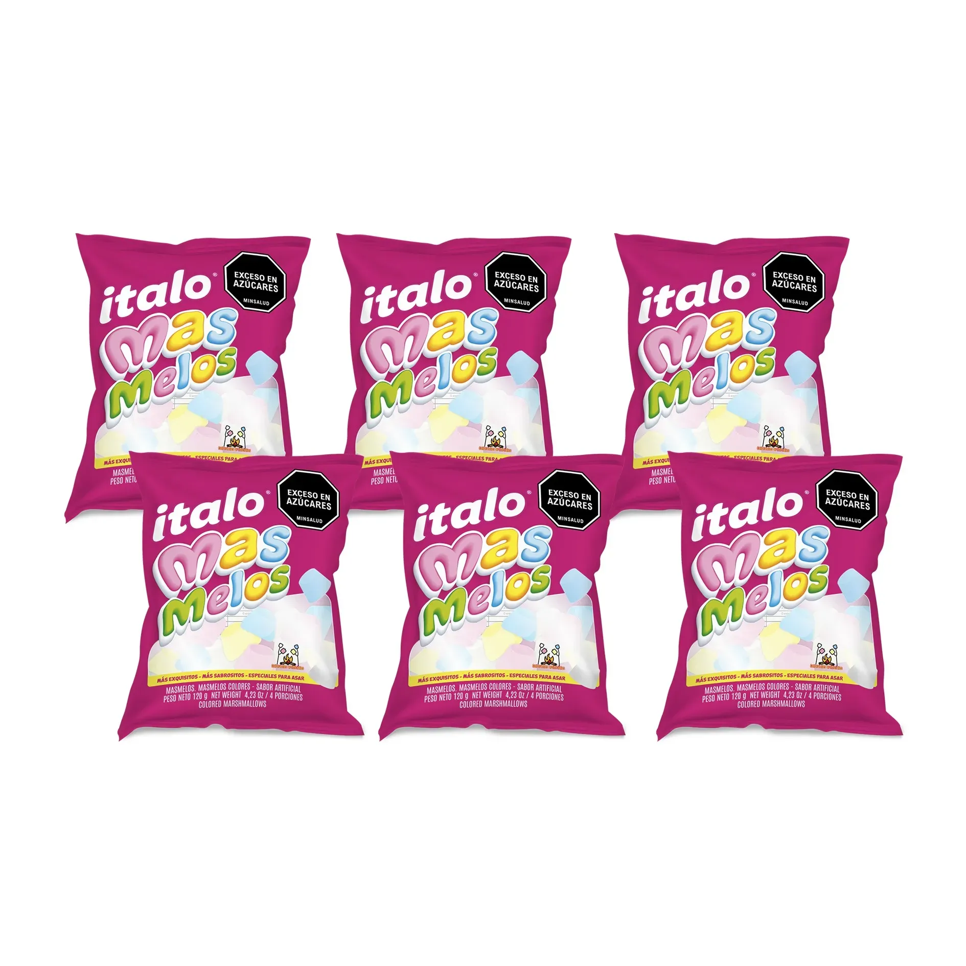 Dulces Masmelos De Colores 6 Paq Italo X 120gr