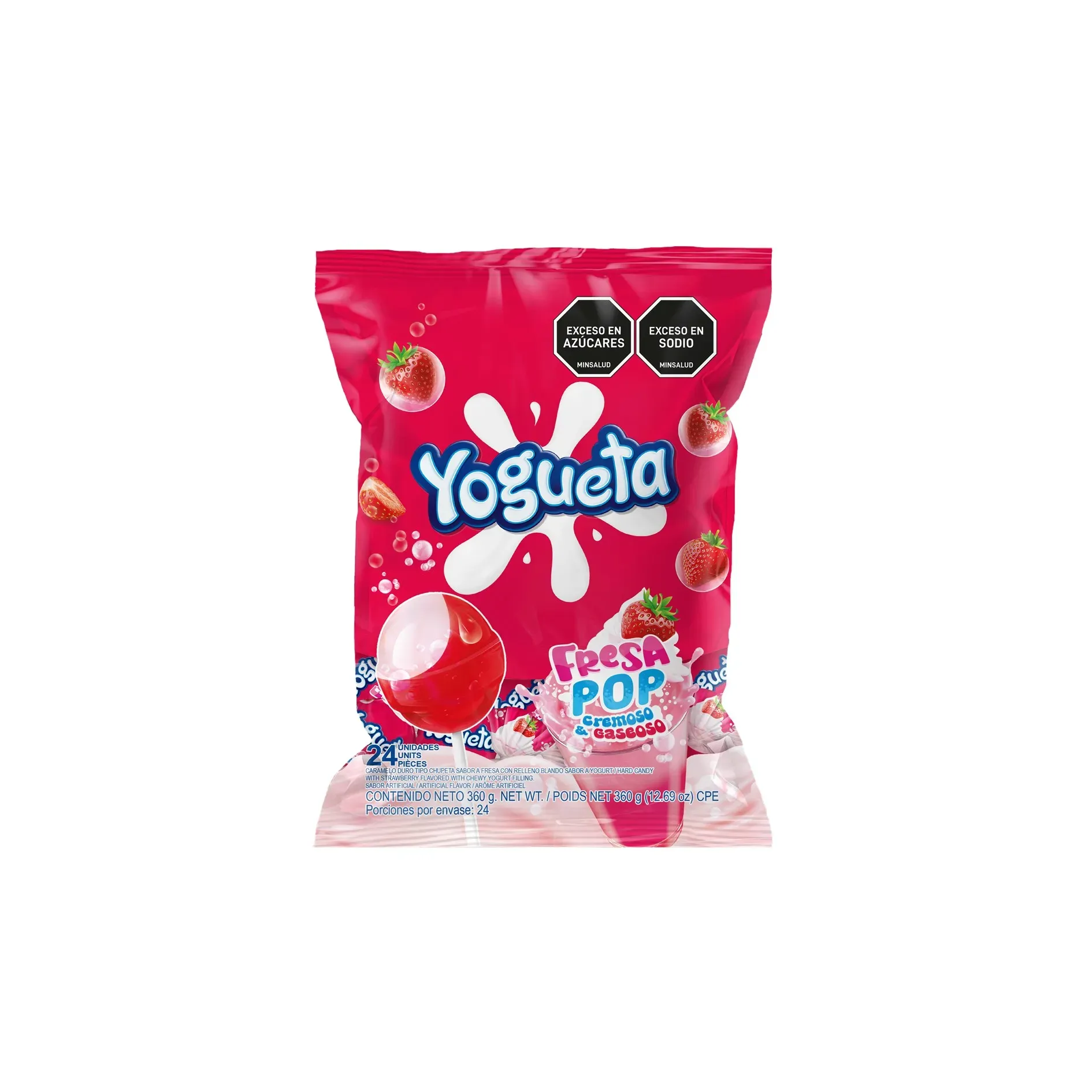 Dulce Chupeta Yogueta Fresa Pop X48 Unds