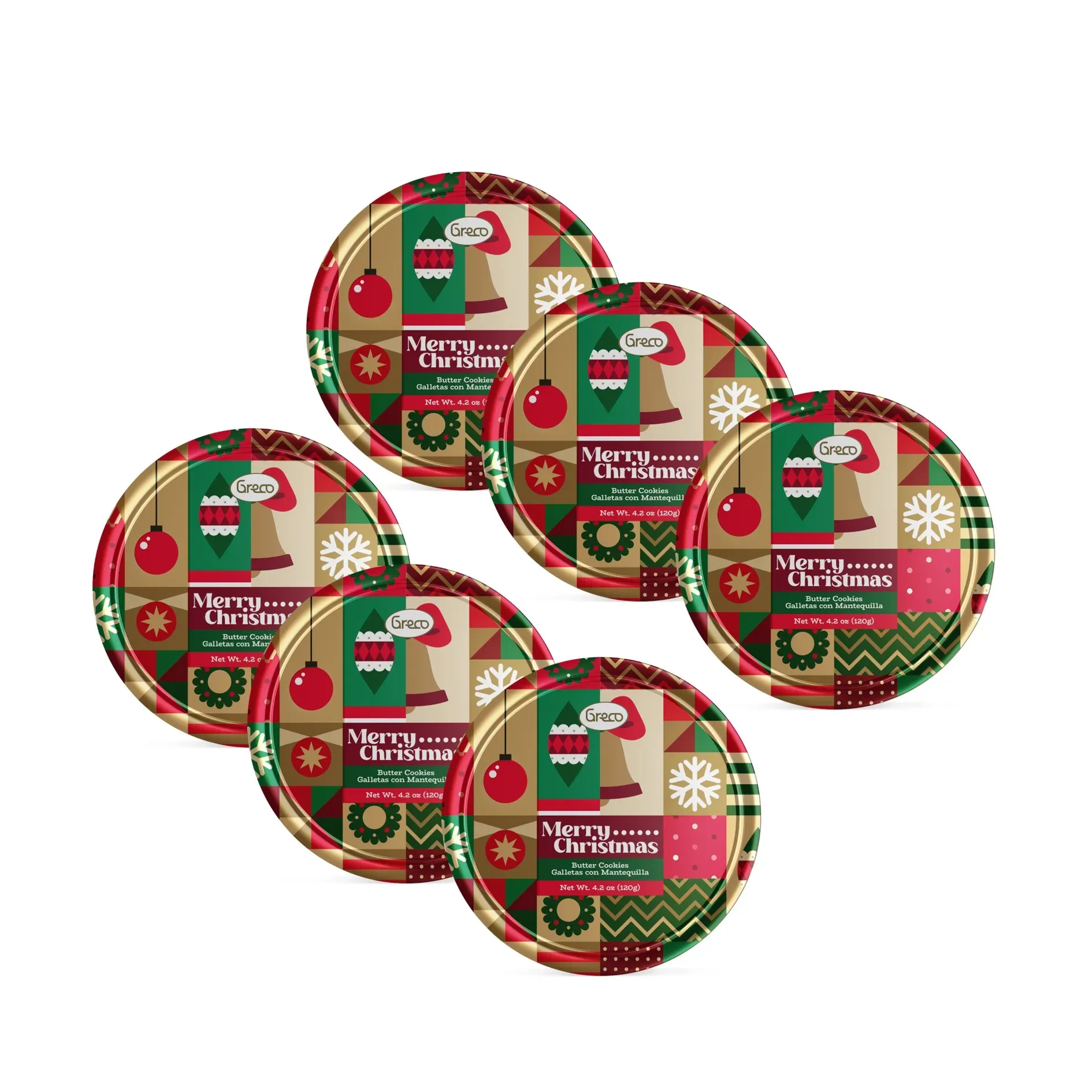 Galletas Navideñas Greco Merry Christmas 120 Gr X 6 U