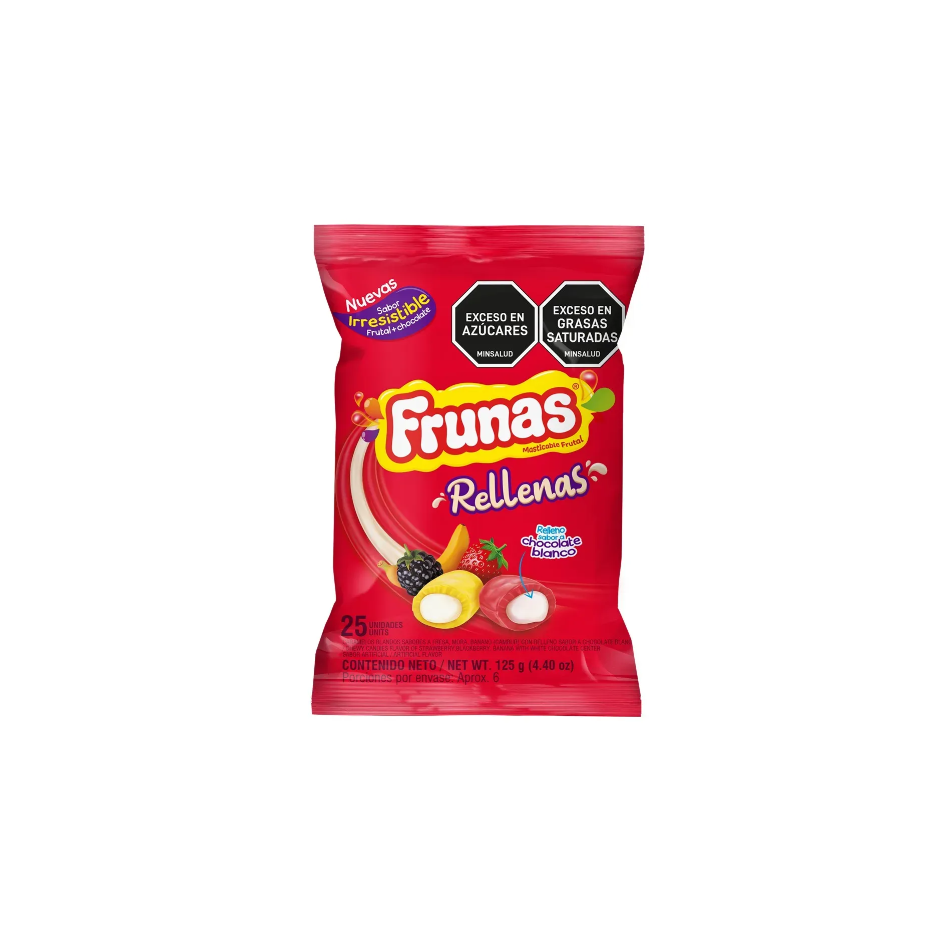 Dulces Masticables Frunas Rellenas Sabor A Fruta 10 Paq