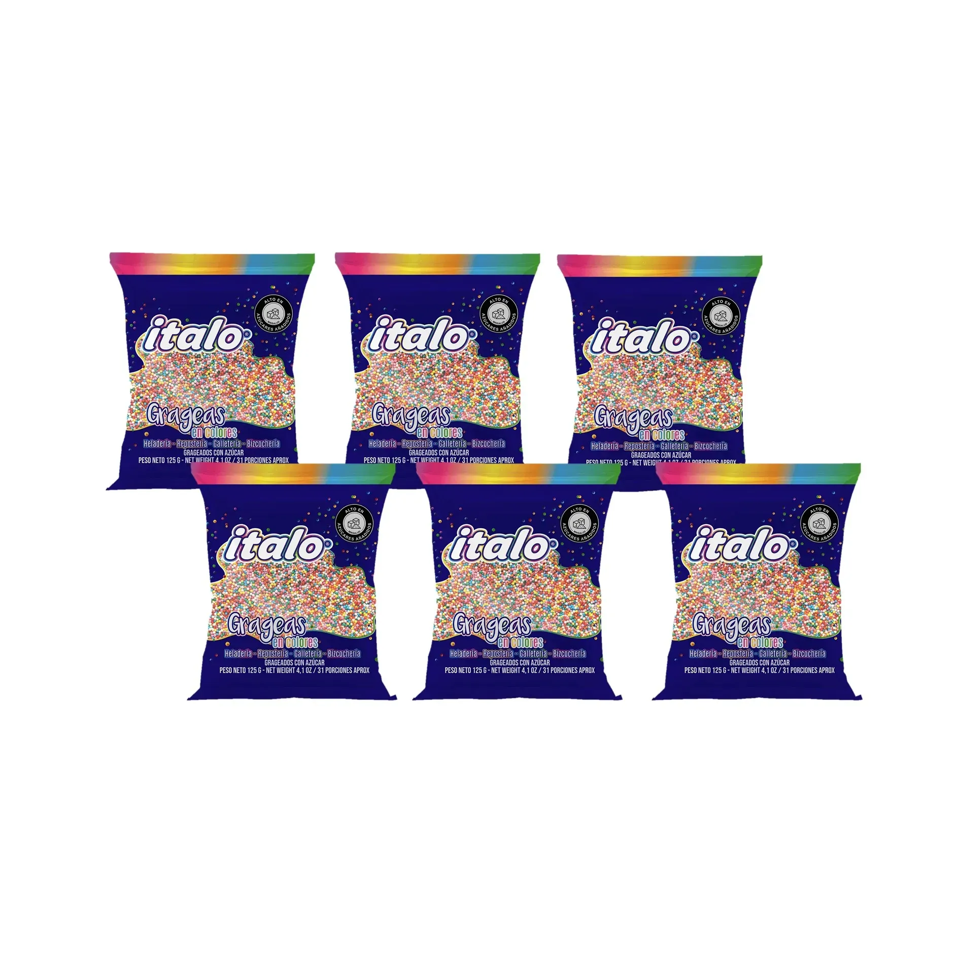 Gragea De Colores 6 Paq Italo X 125gr