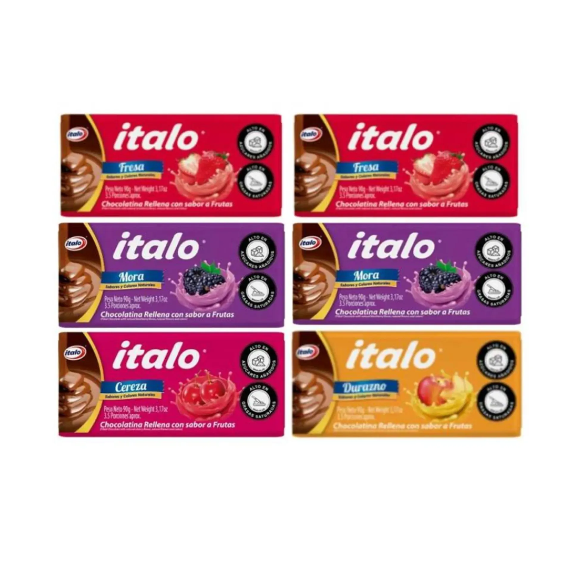 Chocolatina Rellena Con Sabor A Frutas Italo 90gr X6unds