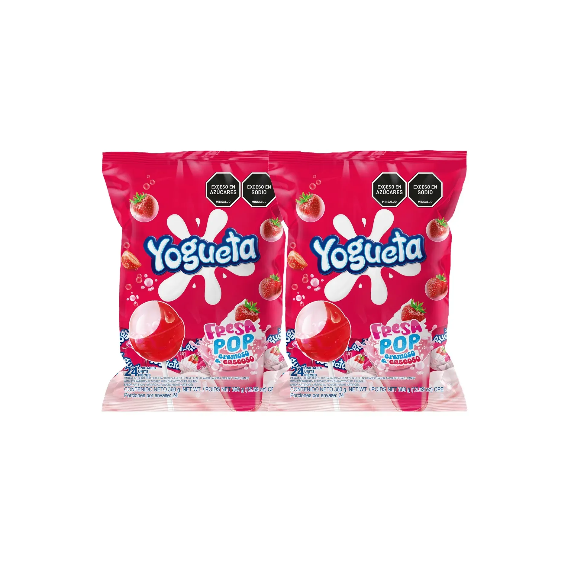 Dulce Chupeta Yogueta Fresa Pop X48 Unds