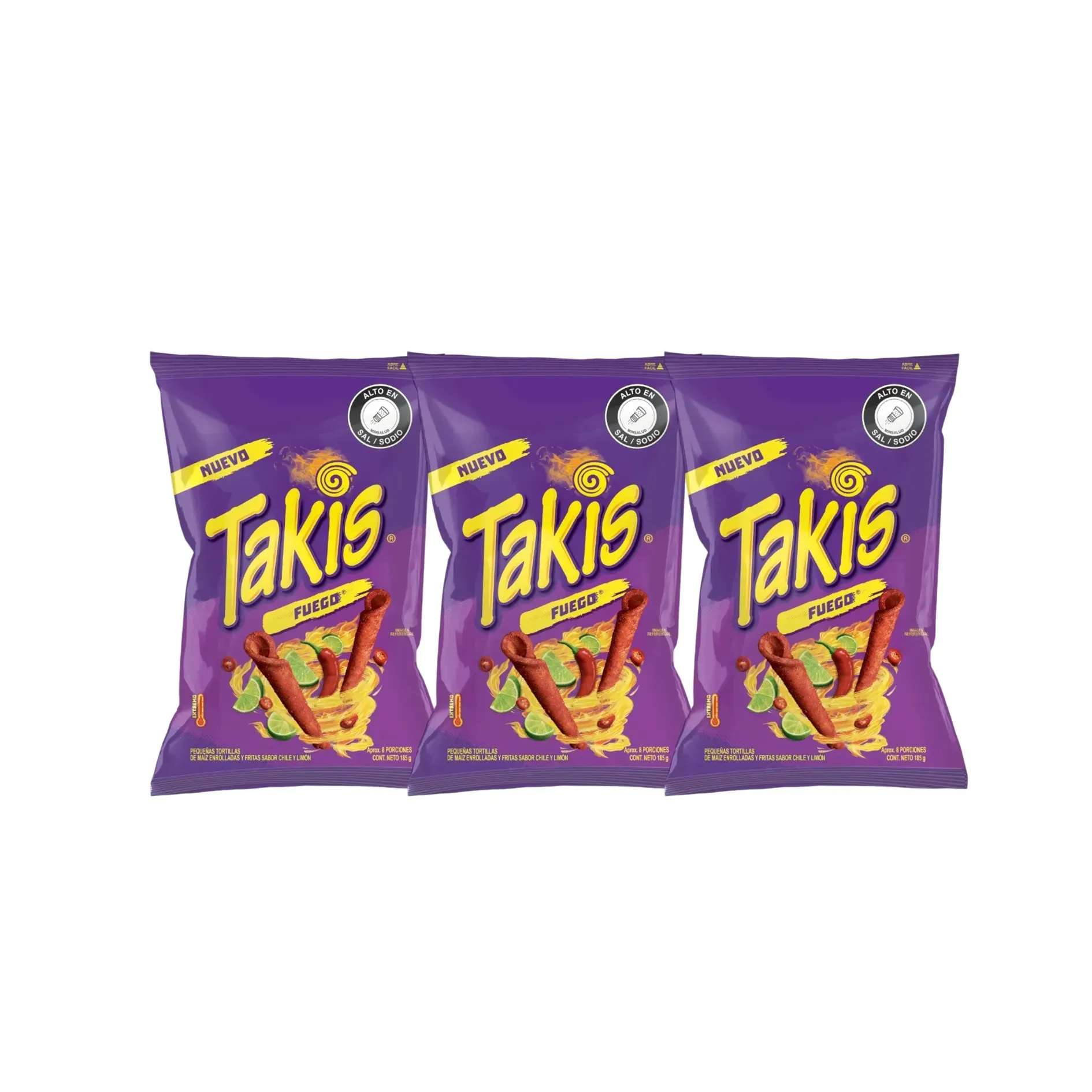 Bimbo Takis Fuego Chile Y Limon Bolsa x3 Paq x185gr