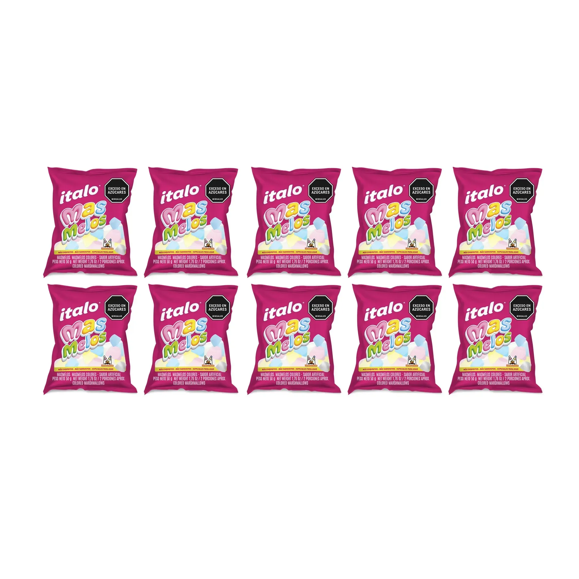 Dulces Masmelos De Colores 10 Paq Italo X50gr