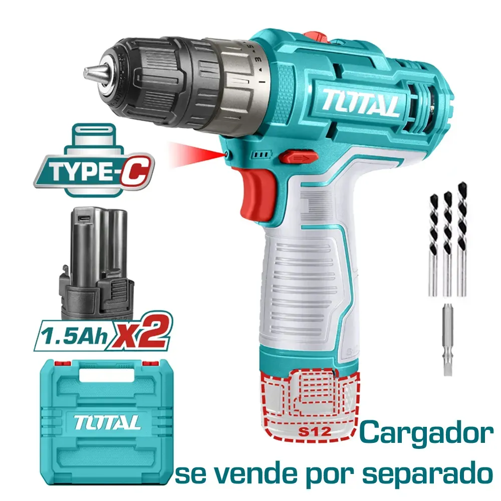 Taladro 3/8 Inalambrico Ator/Destor/Percutor 12V, Total