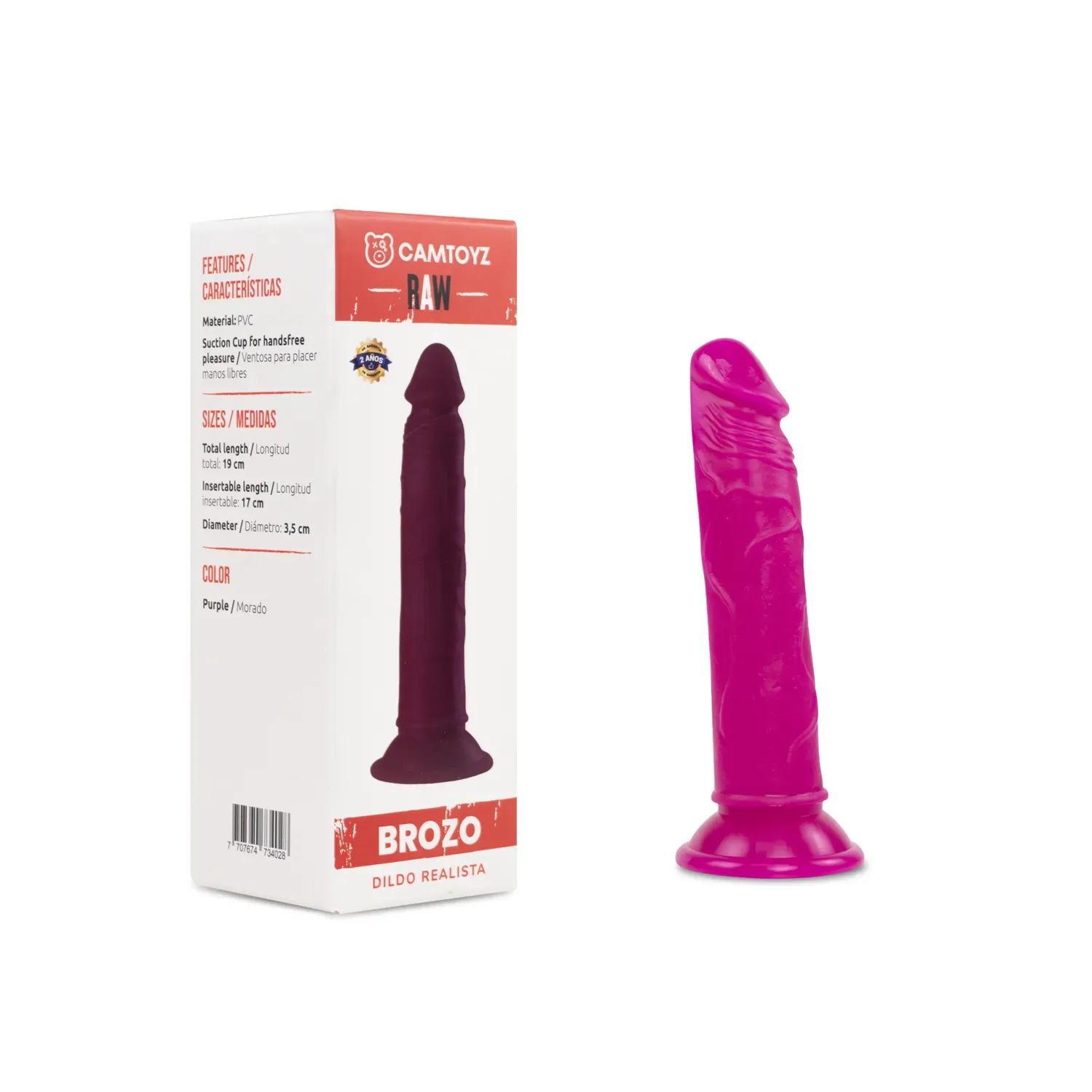 Dildo Realista Brozo Rosado 19 cm CAMTOYZ