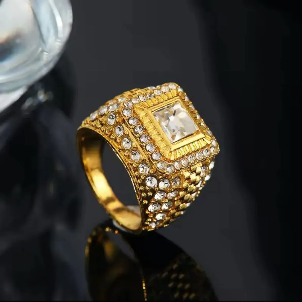 Anillo Diamantes De imitación En Cristal Para Hombre Estilo Hip Hop Hecho A Mano