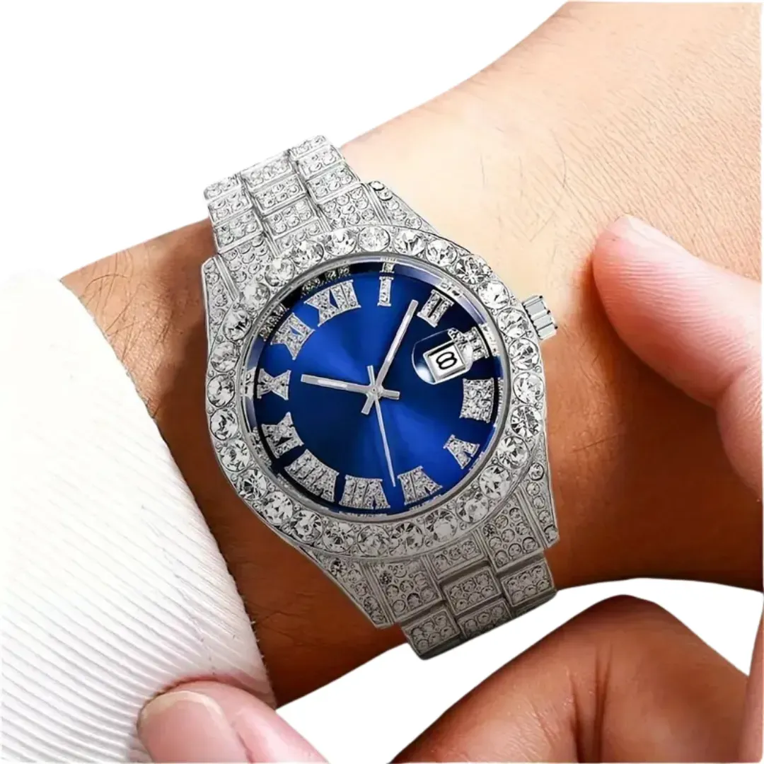 Reloj Cubano Diamantes Imitación De Lujo