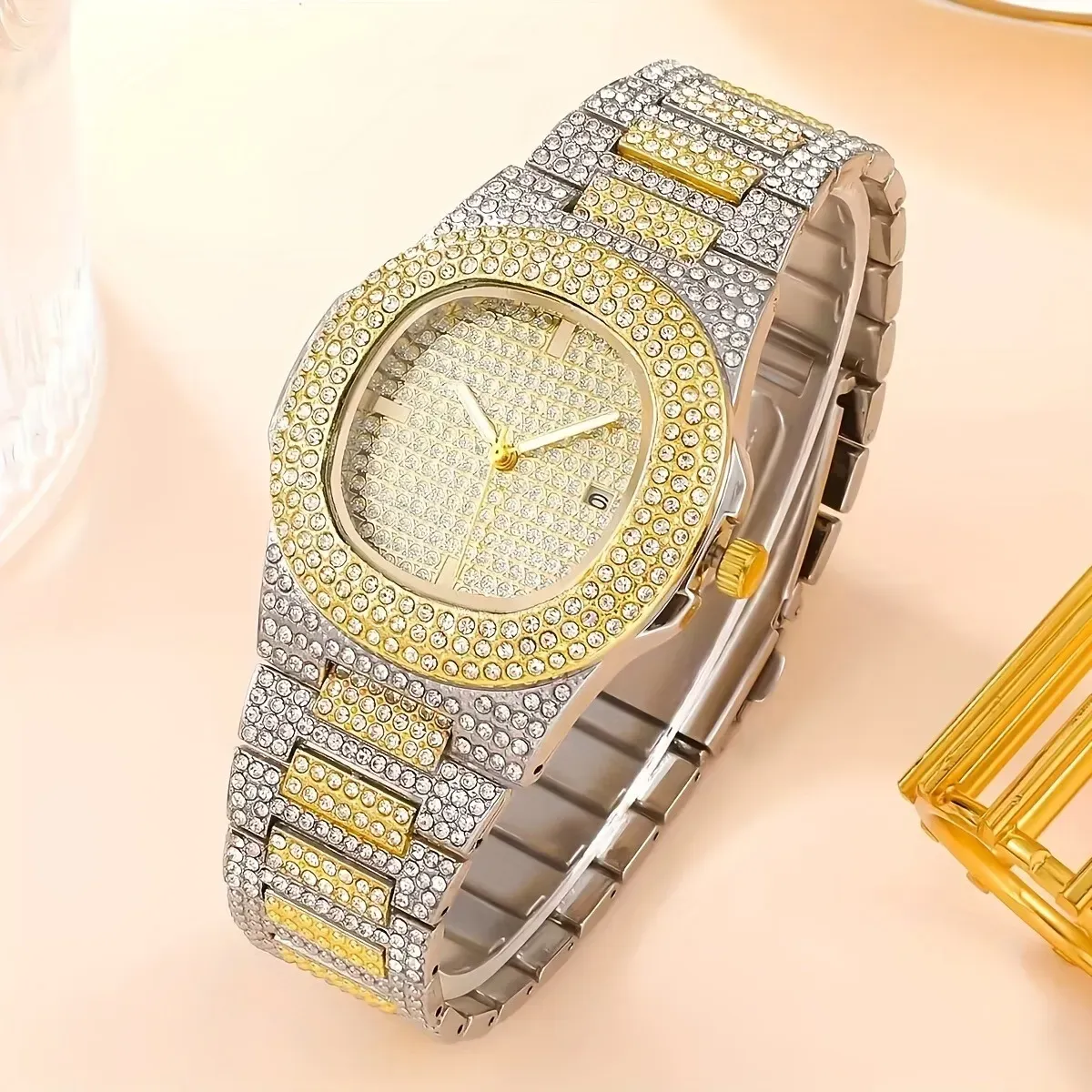 Reloj De Acero Plateado Con Diamantes