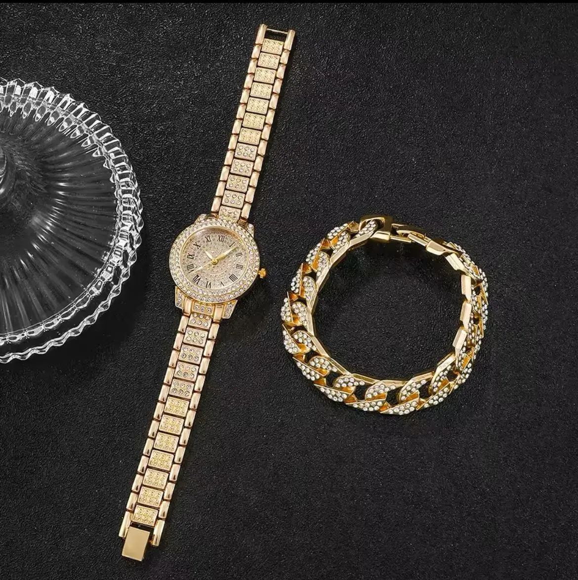 Reloj De Pulsera Con Diamantes De Imitación Para Mujer Y Pulsera De Lujo