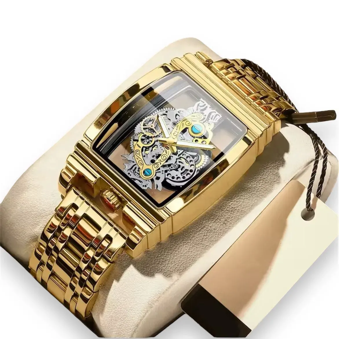 Reloj Analógico De Lujo Color Dorado Para Hombre