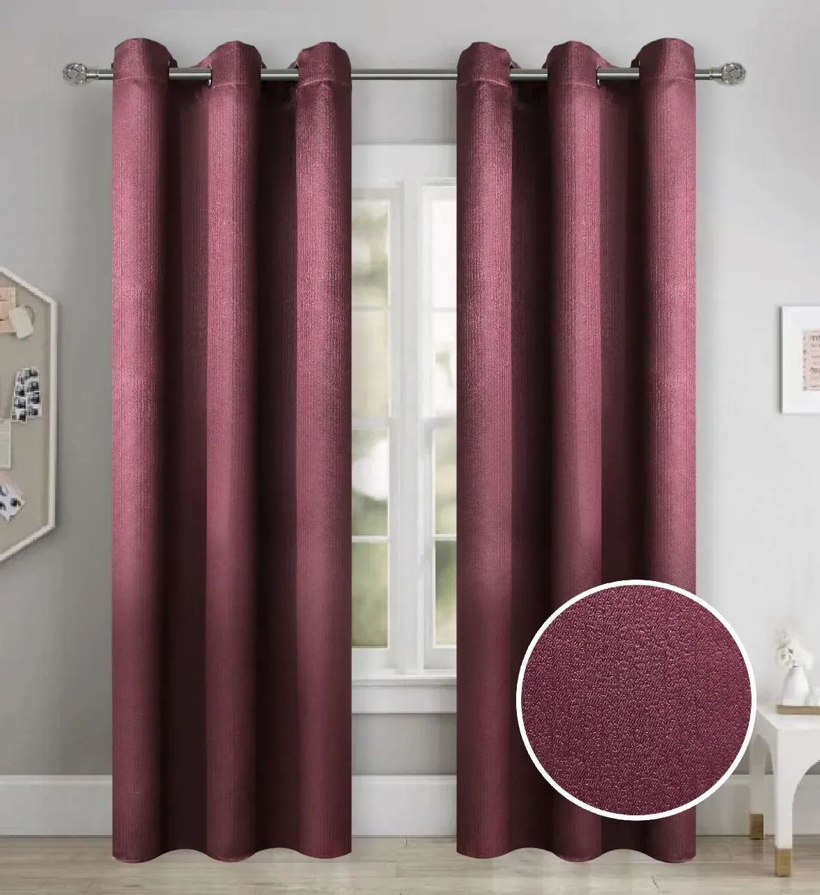 Cortina Blackout - Antiluz Premium 270x200 Cm Color Vino Tinto