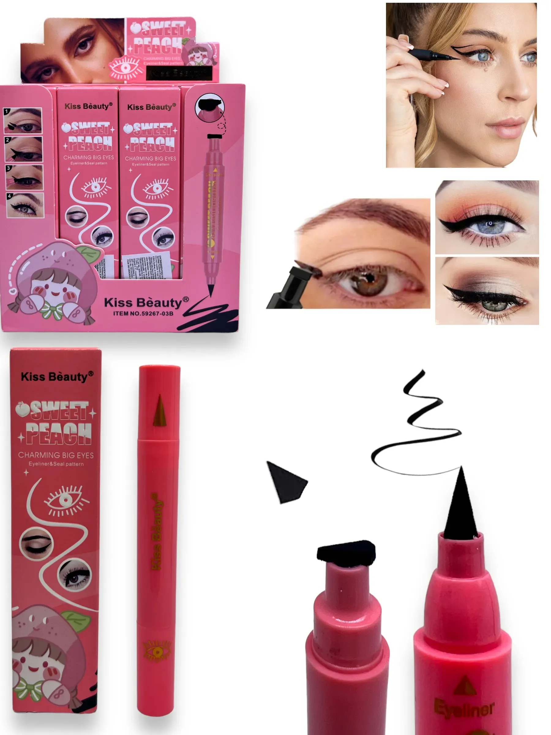 2en1 Delineador De Ojos + Sello Gato Kiss Beauty