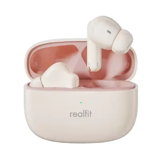 Realfit Audifonos Inalámbricos F3 ANC, Auriculares Con Cancelación Activa De Ruido, Beige