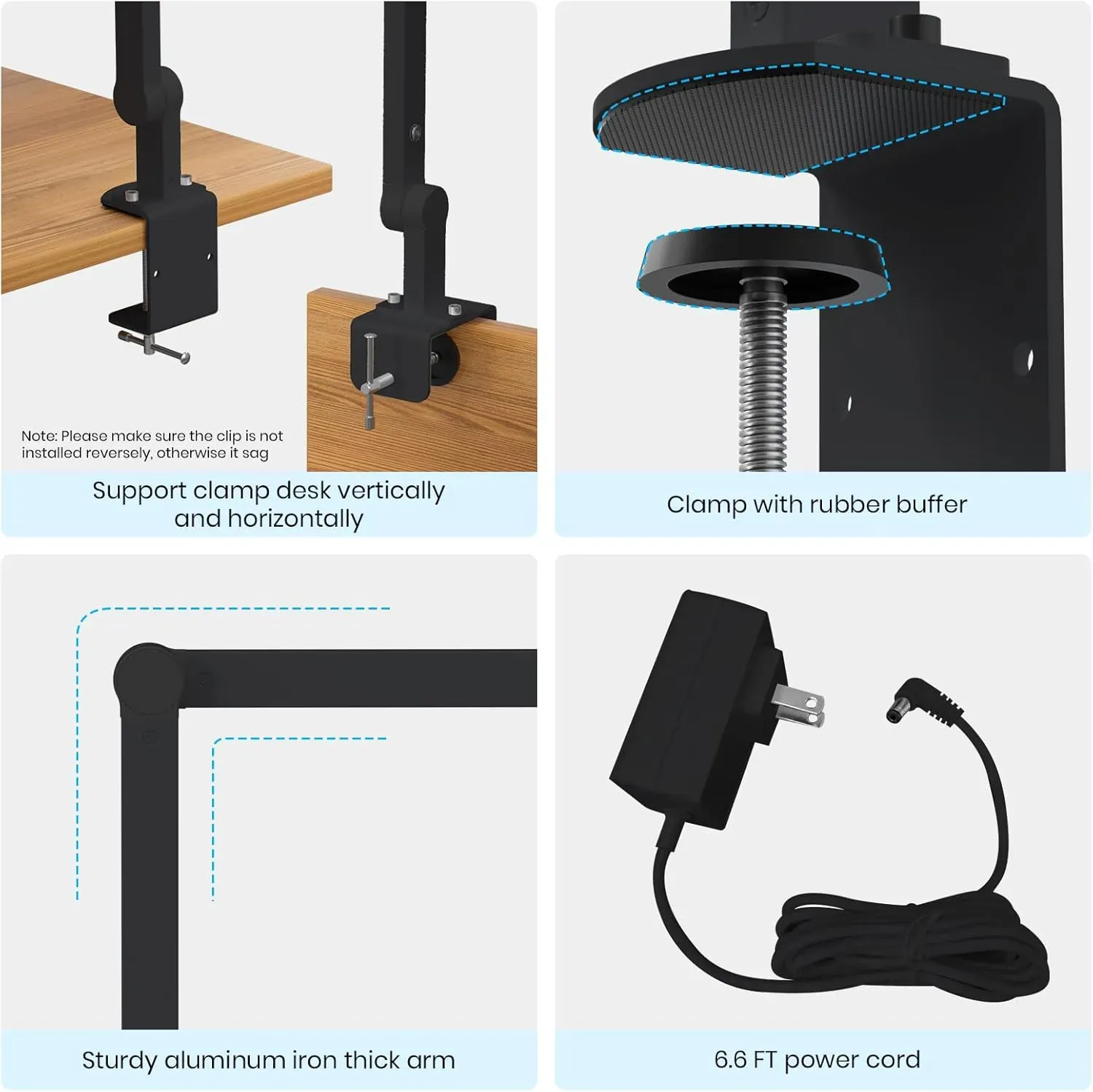  Lámpara De Escritorio Led Ultra Brillante Con Abrazadera Y Barra Regulable De 104 Cm Para Pc, Monitores, Trabajos Manuales O artísticos 