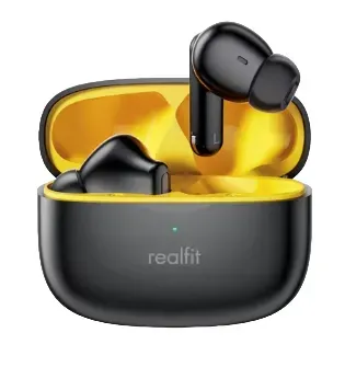 Realfit Audifonos Inalámbricos F3 ANC, Auriculares Con Cancelación Activa De Ruido, Negros - Amarillo