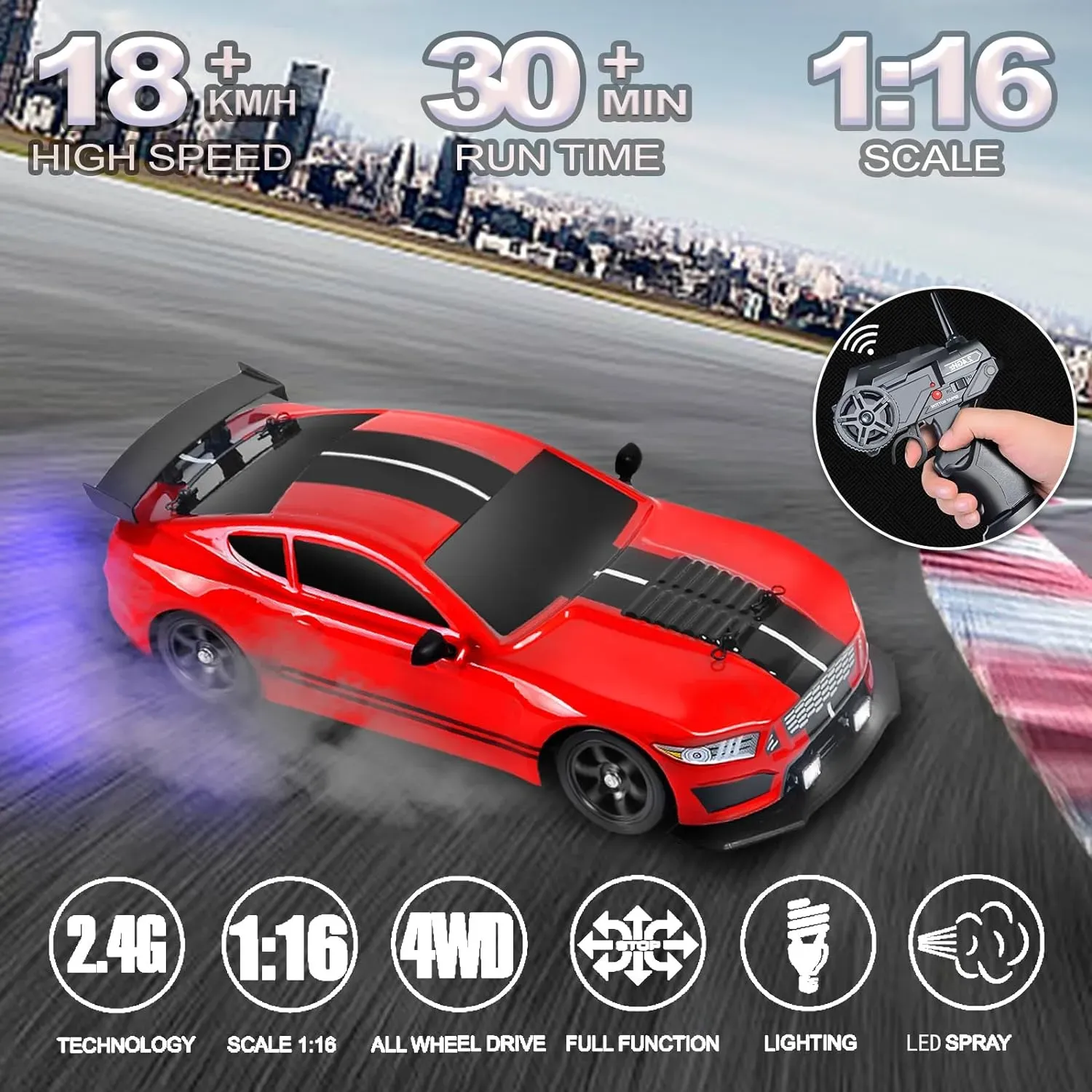 Carro De Control Remoto RC Drift, 4WD 18Km / H