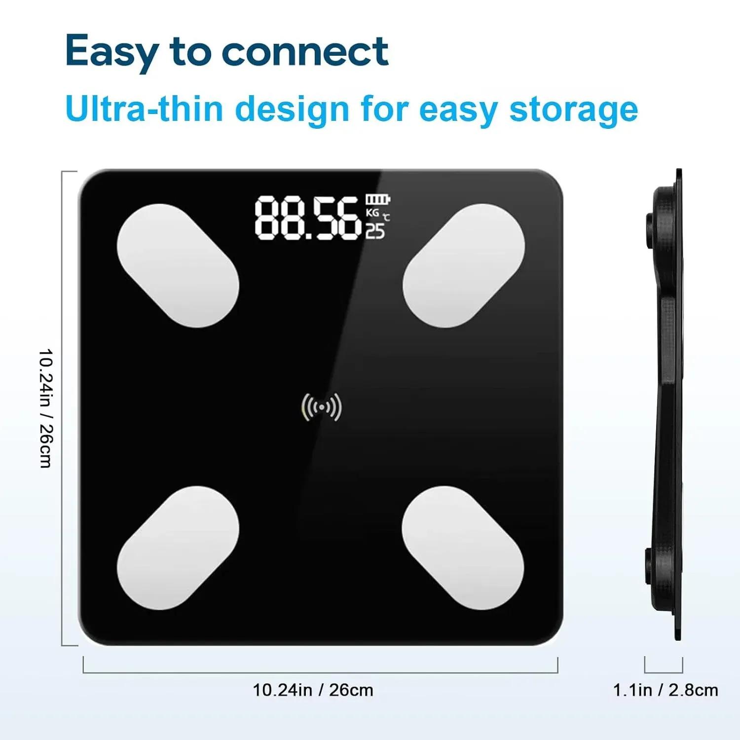 Bascula Digital Bluetooth Con App De Análisis Corporal, Pantalla LED