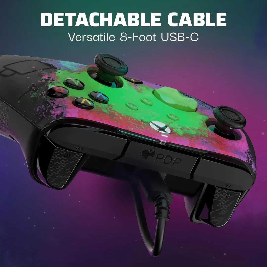 Control Xbox Con Cable Y Licencia De Microsoft Para Xbox Series X /S, One Y Pc,  Polvo espacial (brilla en la oscuridad)