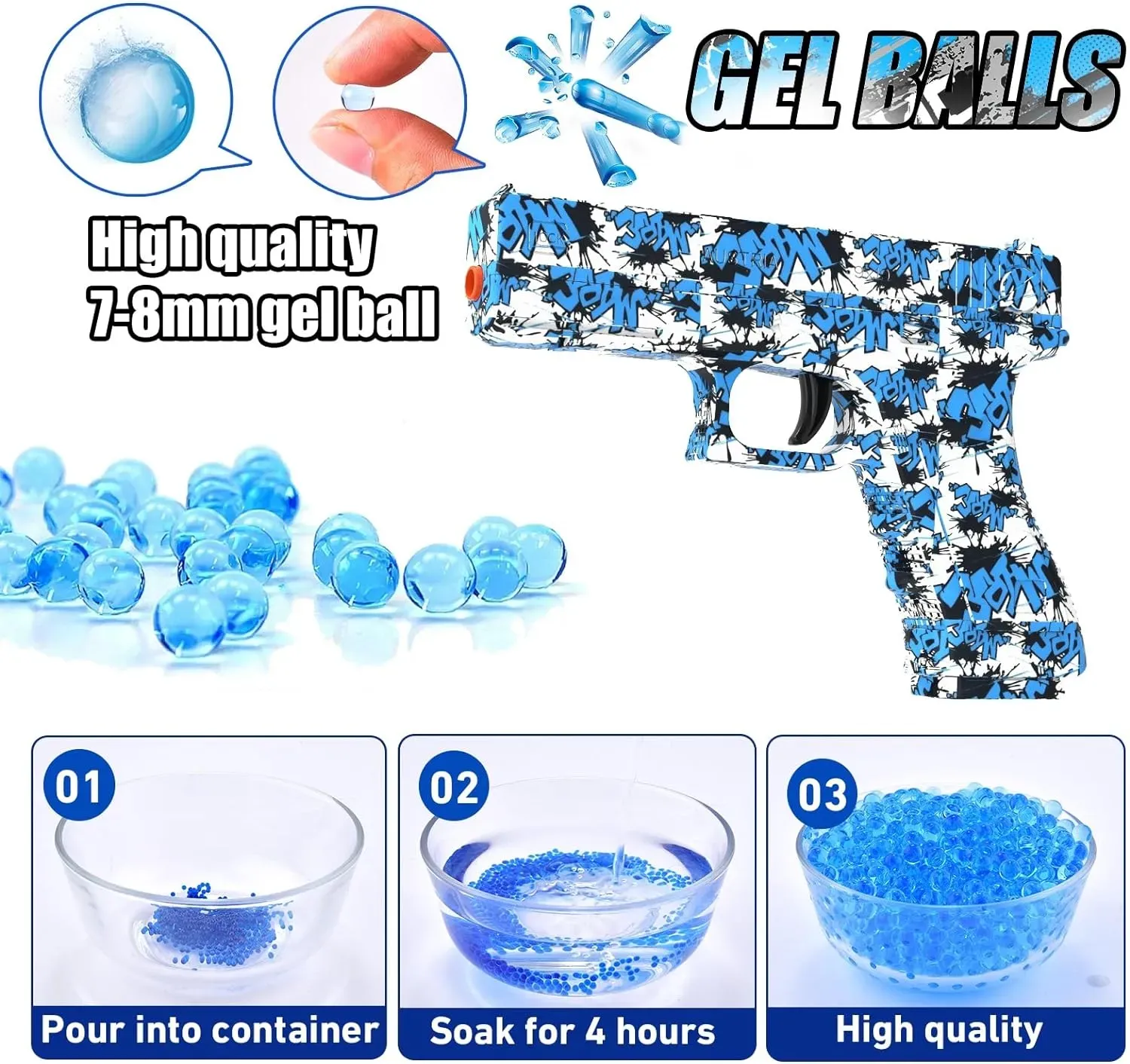 Pistolas de Hidrogel Manuales  - Juguete de Salpicadura con Orbeez, Paquete de 2 Pistolas (Los Colores De las 2 Pistolas Son Como Se Muestra En La Imagen) 