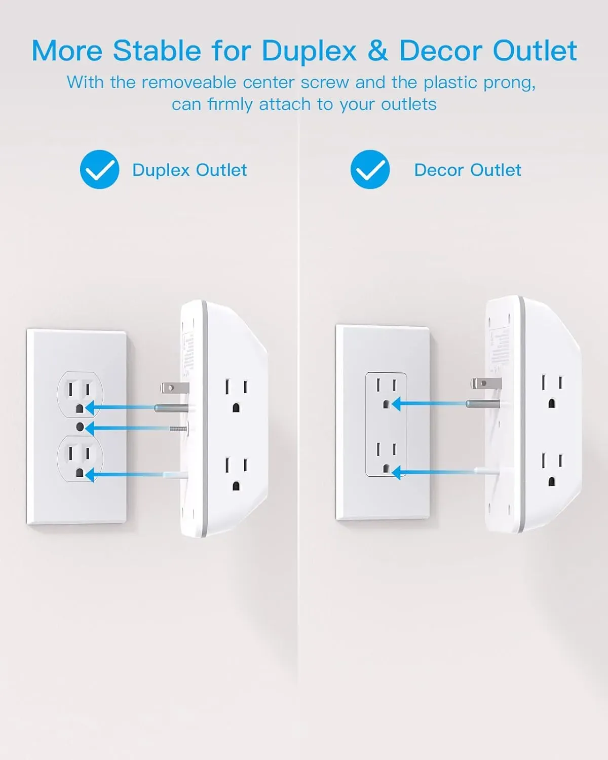 Cargador De Pared 5  Enchufes Y 4 Puertos Usb, Protege Sobretensiones Y Con Luz Nocturna