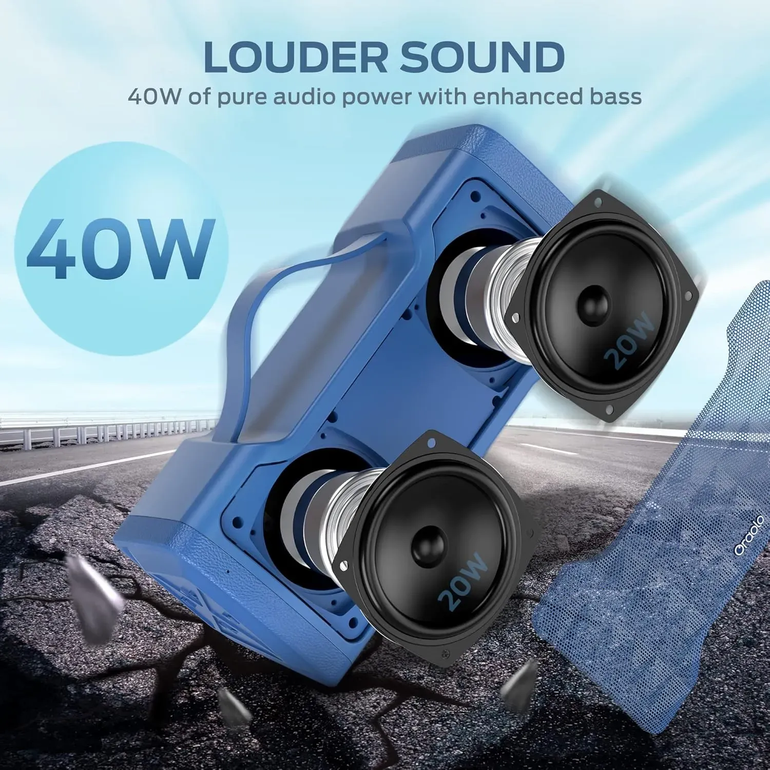  Altavoz Bluetooth Portátil De 40W: Parlante Con Sonido Estéreo Potente, Impermeable IPX6, Compatible Con Usb y Aux