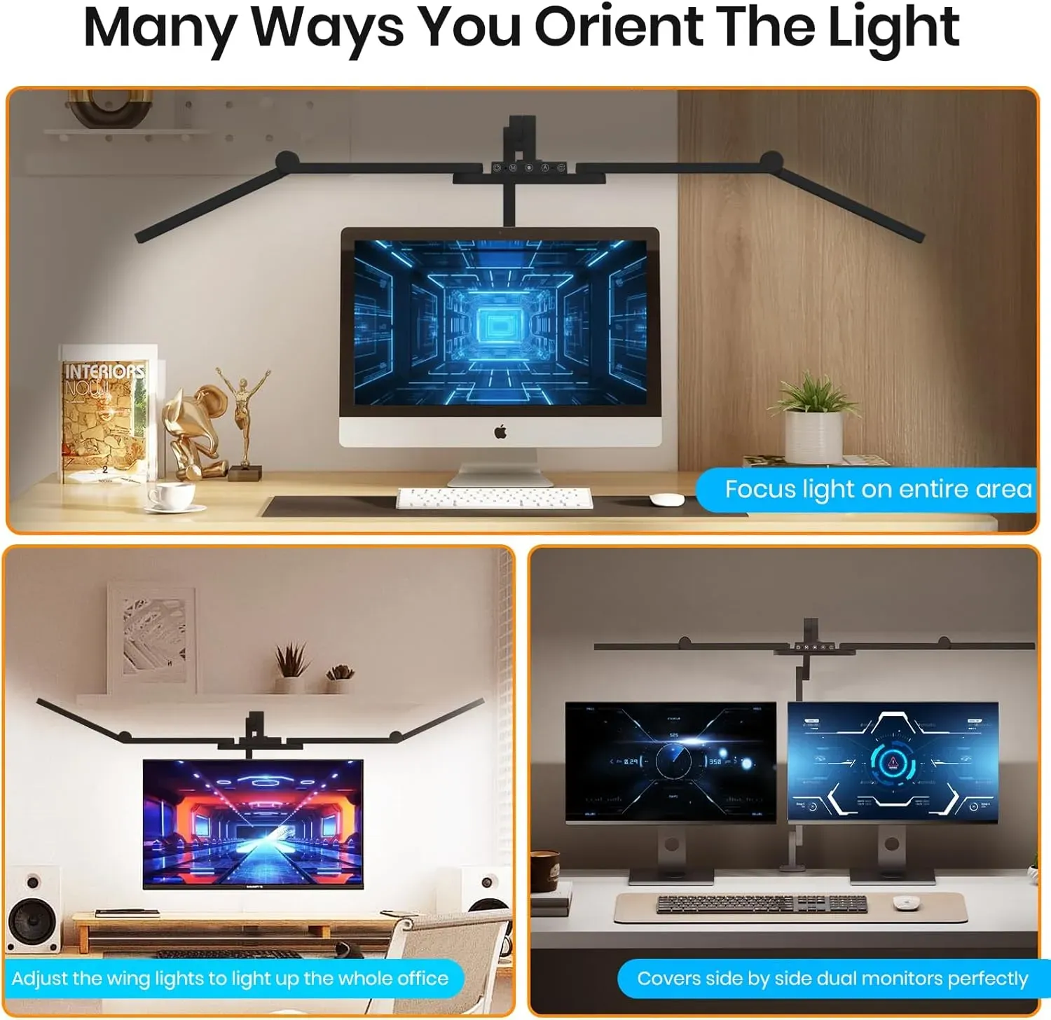  Lámpara De Escritorio Led Ultra Brillante Con Abrazadera Y Barra Regulable De 104 Cm Para Pc, Monitores, Trabajos Manuales O artísticos 