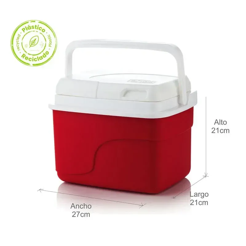 Nevera Personal Plastica Portatil Insulada 4.5 Litros Rojo Material Recuperado