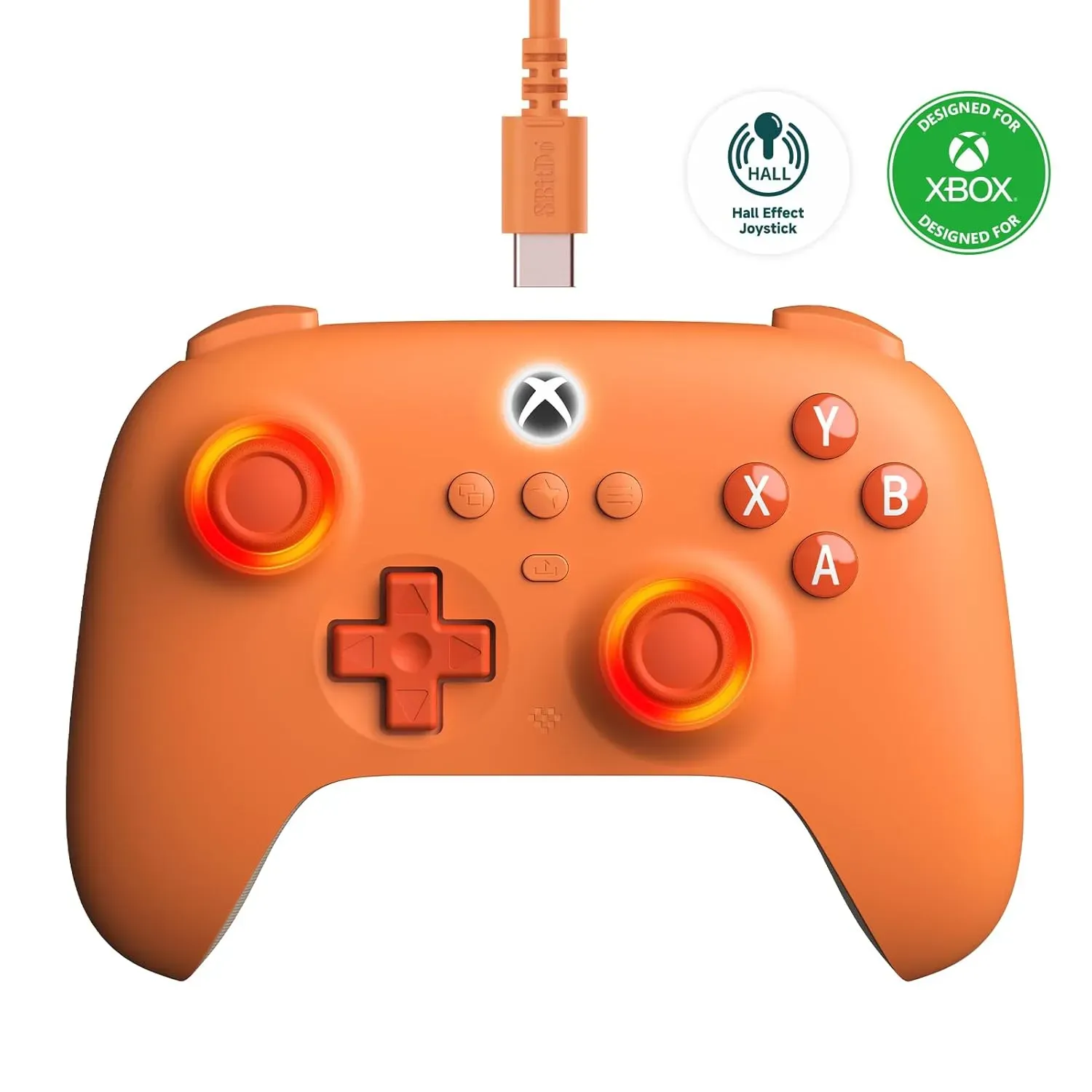 Control Xbox con Joysticks De Efecto Hall Para Xbox Series X|S, One y PC 8BitDo Licencia oficial, Naranja 