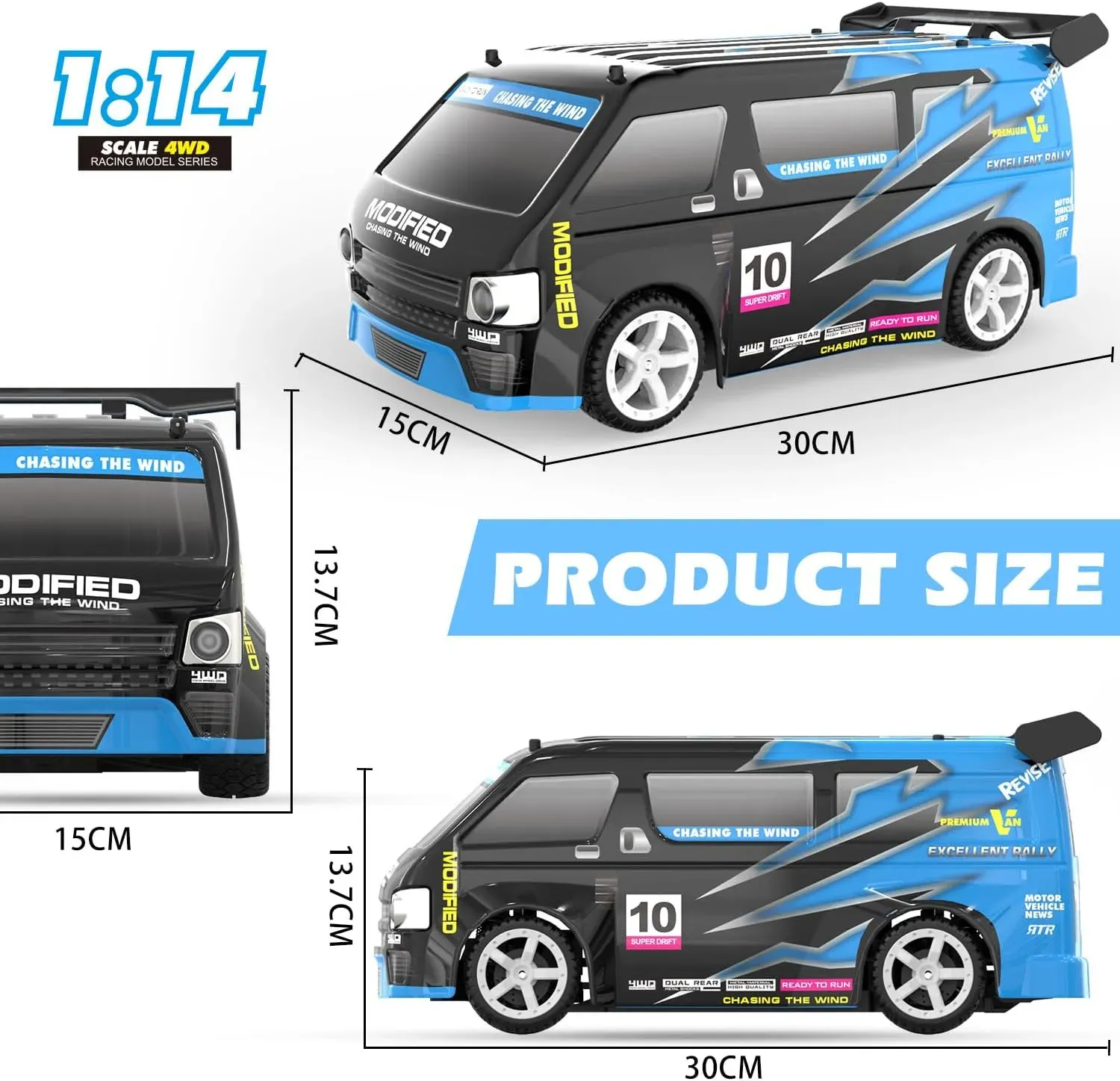  Camion De Control Remoto, Carro De Carreras Rc En Carretera Con Luz Led Escala 4WD 4X4