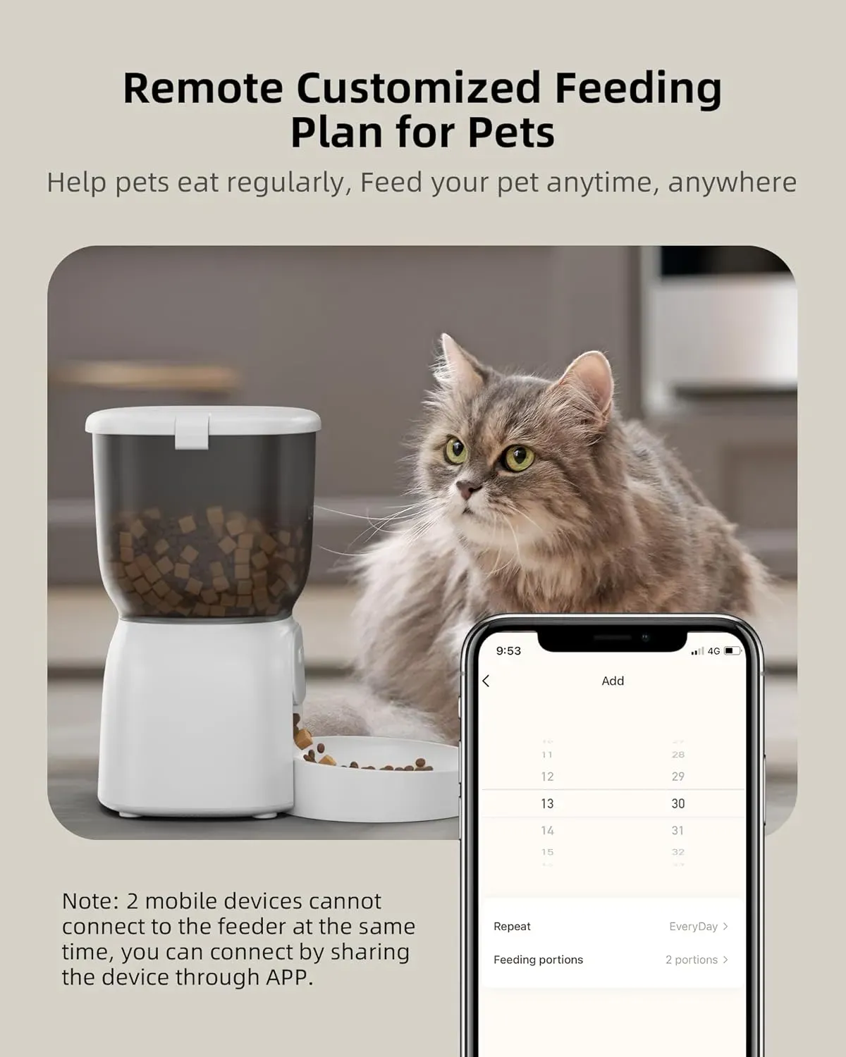 Comedero Automatico Para Gatos Y Perros WiFi Con Control Por App Y Programación De Porciones