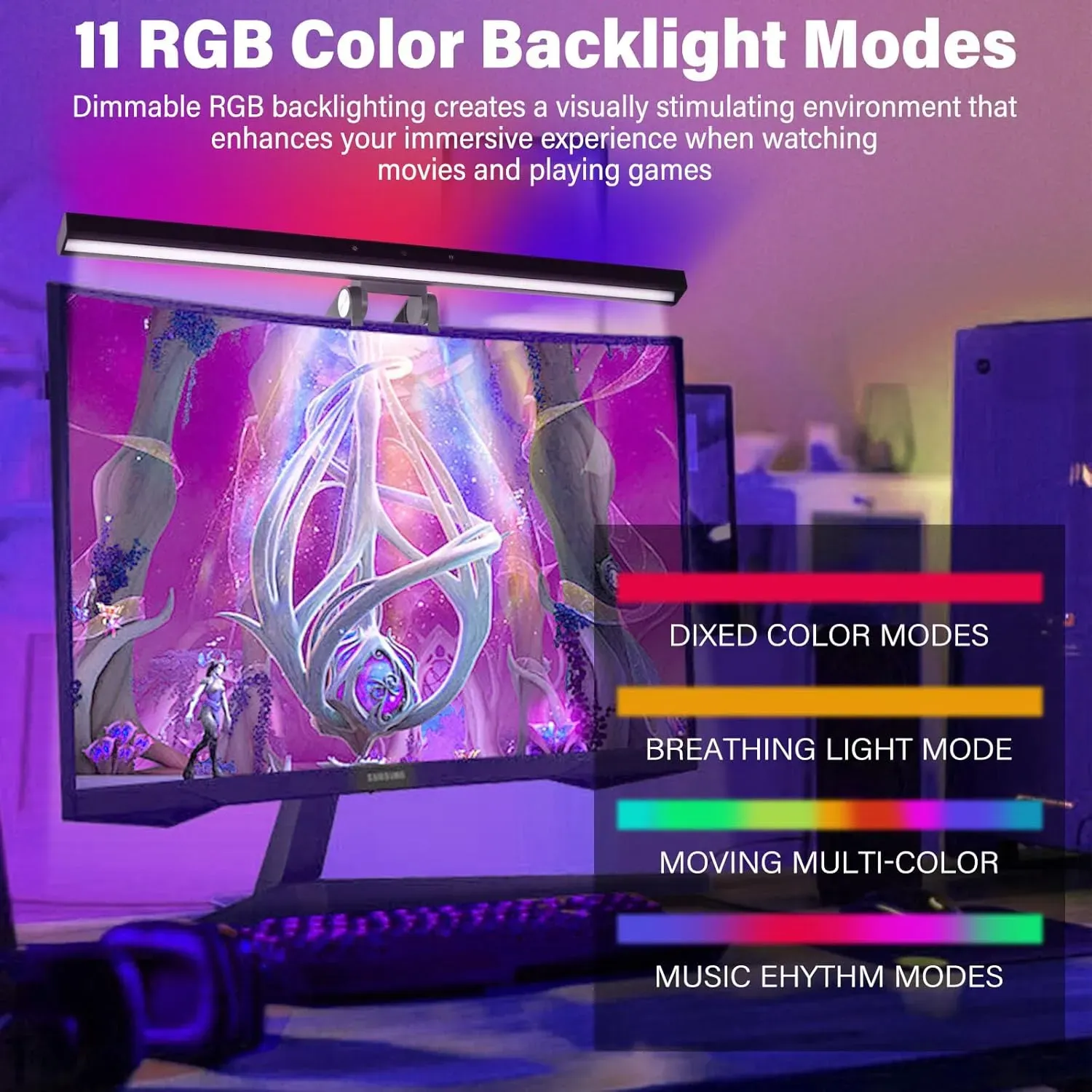 Lampara Led Para Monitor O Portátil, Cuidado Ocular, Barra De Luz Con Retroiluminación Rgb