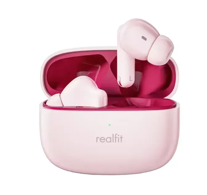 Audifonos Inalámbricos Realfit  F3 ANC, Auriculares Con Cancelación Activa De Ruido, Rosa y Rojo