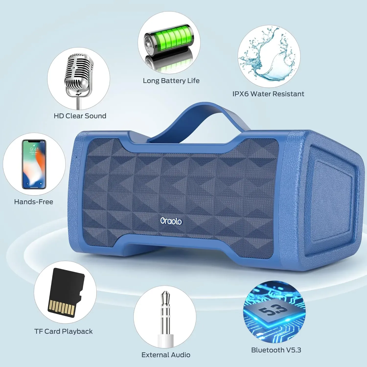  Altavoz Bluetooth Portátil De 40W: Parlante Con Sonido Estéreo Potente, Impermeable IPX6, Compatible Con Usb y Aux