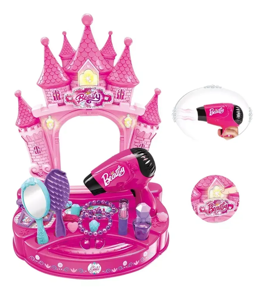 Tocador Infantil Castillo Con Espejo, Luces y Sonido Para Niñas