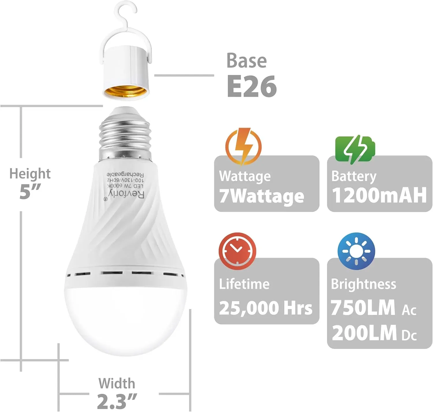 Bombillo De Emergencia Recargable Con Pilas, Cortes De Energía En Casa, Camping