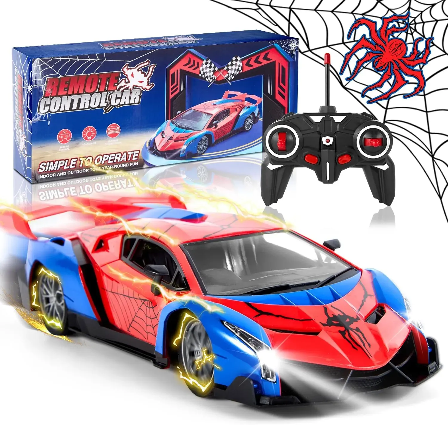 Carro Spider RC , Auto A Control Remoto Para Niños De 3 A 7 Años, Regalo Divertido Y Seguro