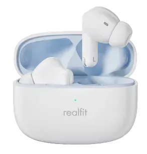 Realfit Audifonos Inalámbricos F3 ANC, Auriculares Con Cancelación Activa De Ruido, Blanco - Azul