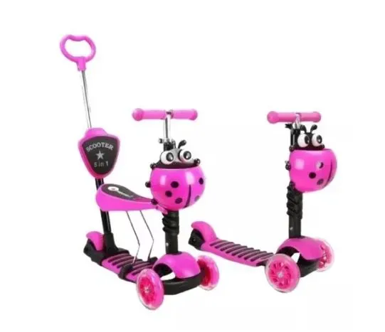 Monopatin Scooter Monopatín 5 En 1 Luces En Ruedas Triciclo Rosado