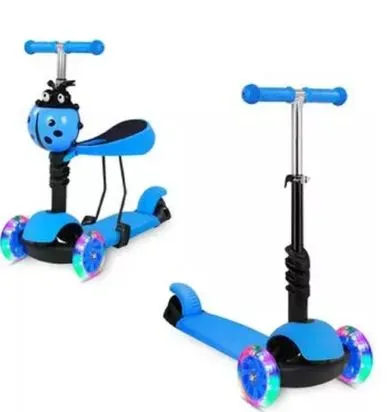 Patineta Monopatín Scooter 5 En 1 Luz Led Musical Color Azul Mariquita