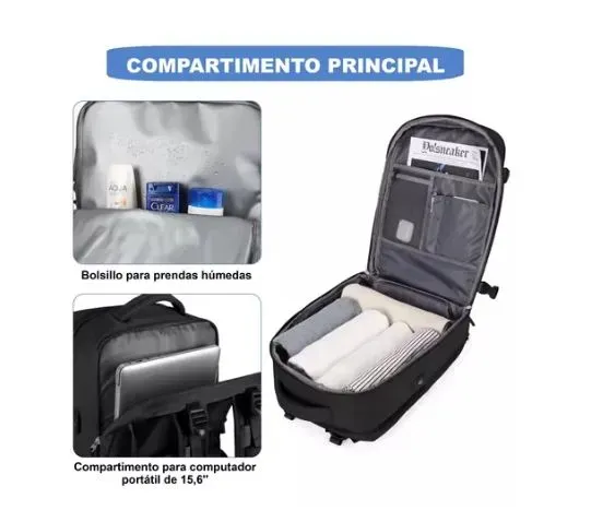 Mochila Viajera Multifuncional Usb Compartimento Zapatos