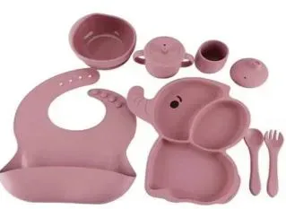 Vajilla Para Bebe En Silicona Rosado