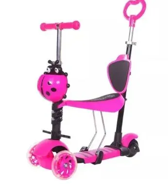 Monopatin Scooter Monopatín 5 En 1 Luces En Ruedas Triciclo Rosado