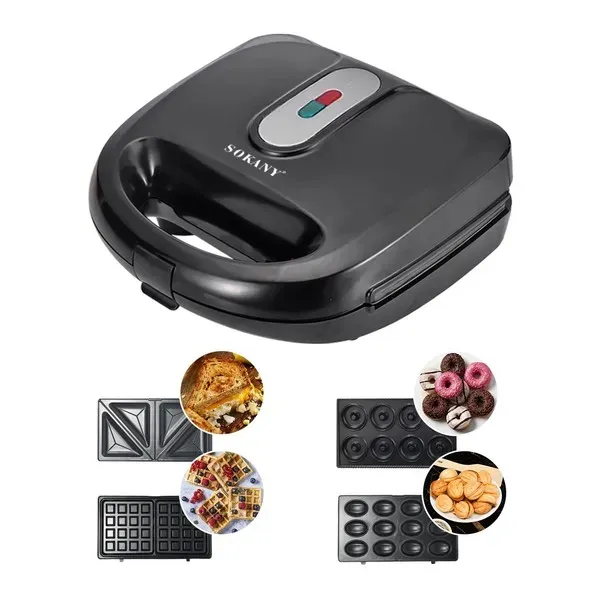 Sanduchera 4 en 1, Molde para wafles, Sandwich, Donas y Pasteles de nueces